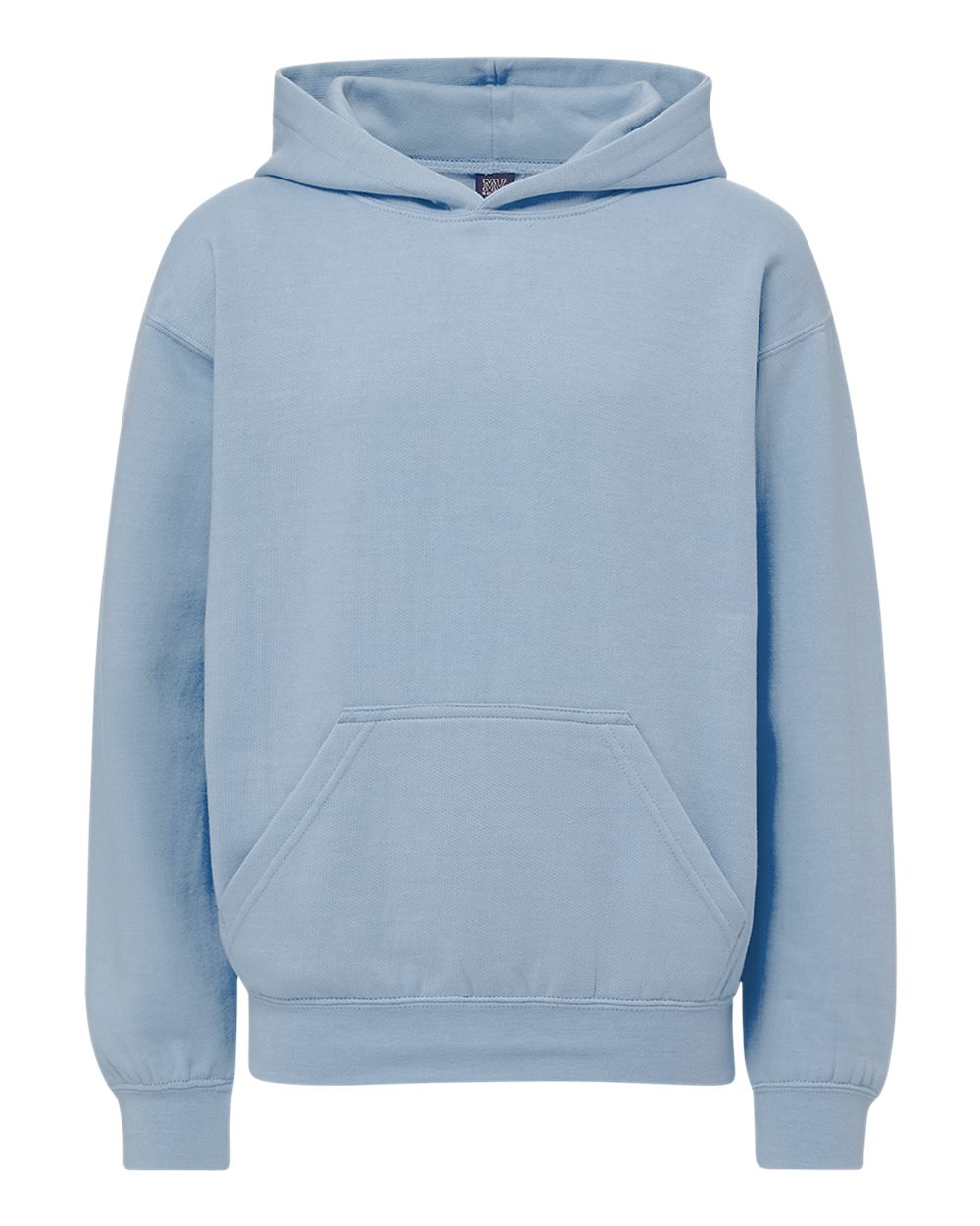 Front View of Light Denim Heather Youth Buddy Hooded Sweatshirt - 23153Y