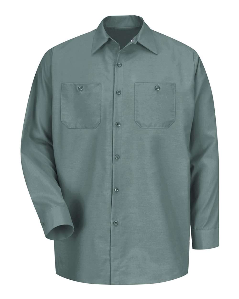 Front View of Light Green Industrial Long Sleeve Work Shirt - Tall Sizes - SP14T