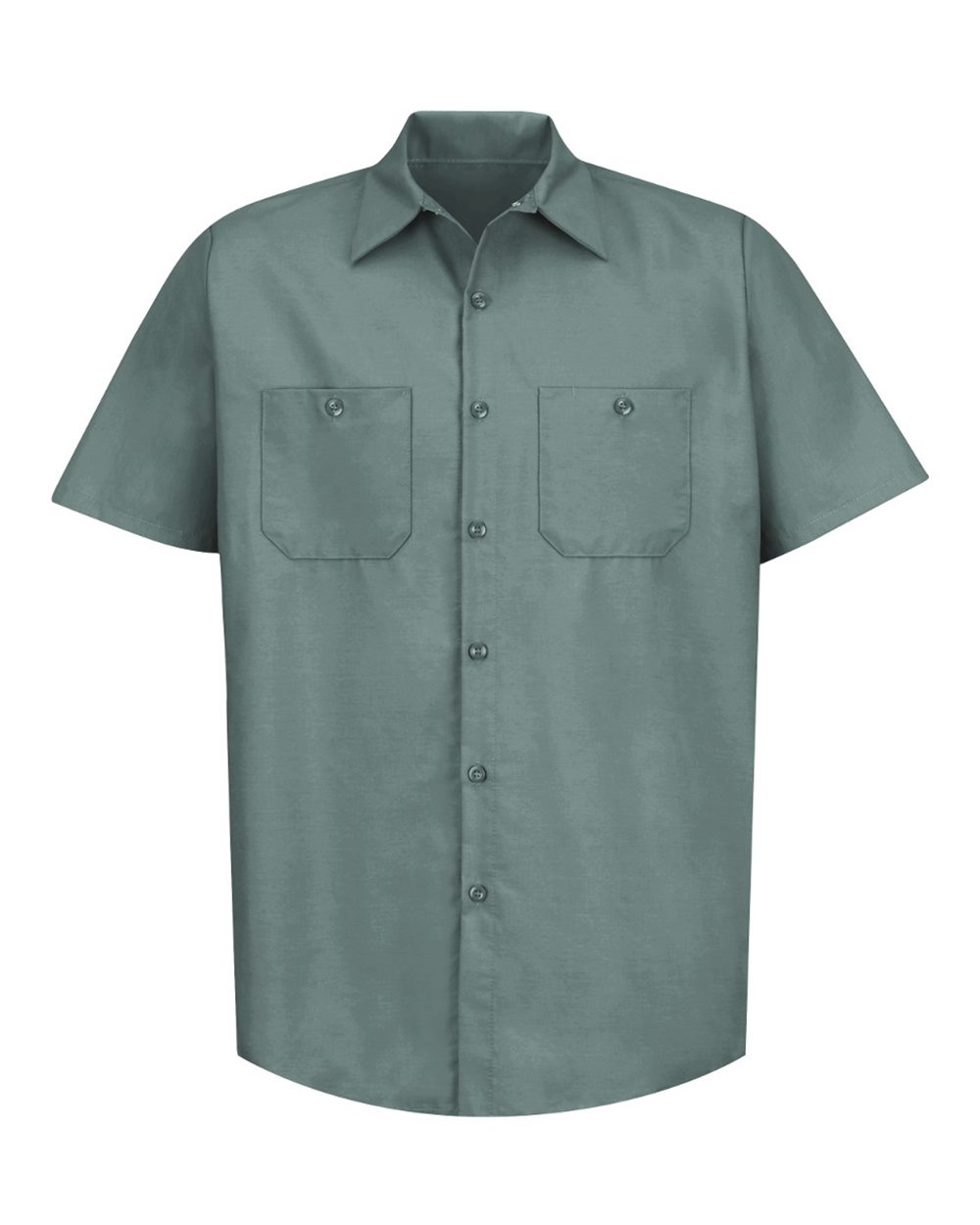 Front View of Light Green Industrial Short Sleeve Work Shirt - Tall Sizes - SP24T
