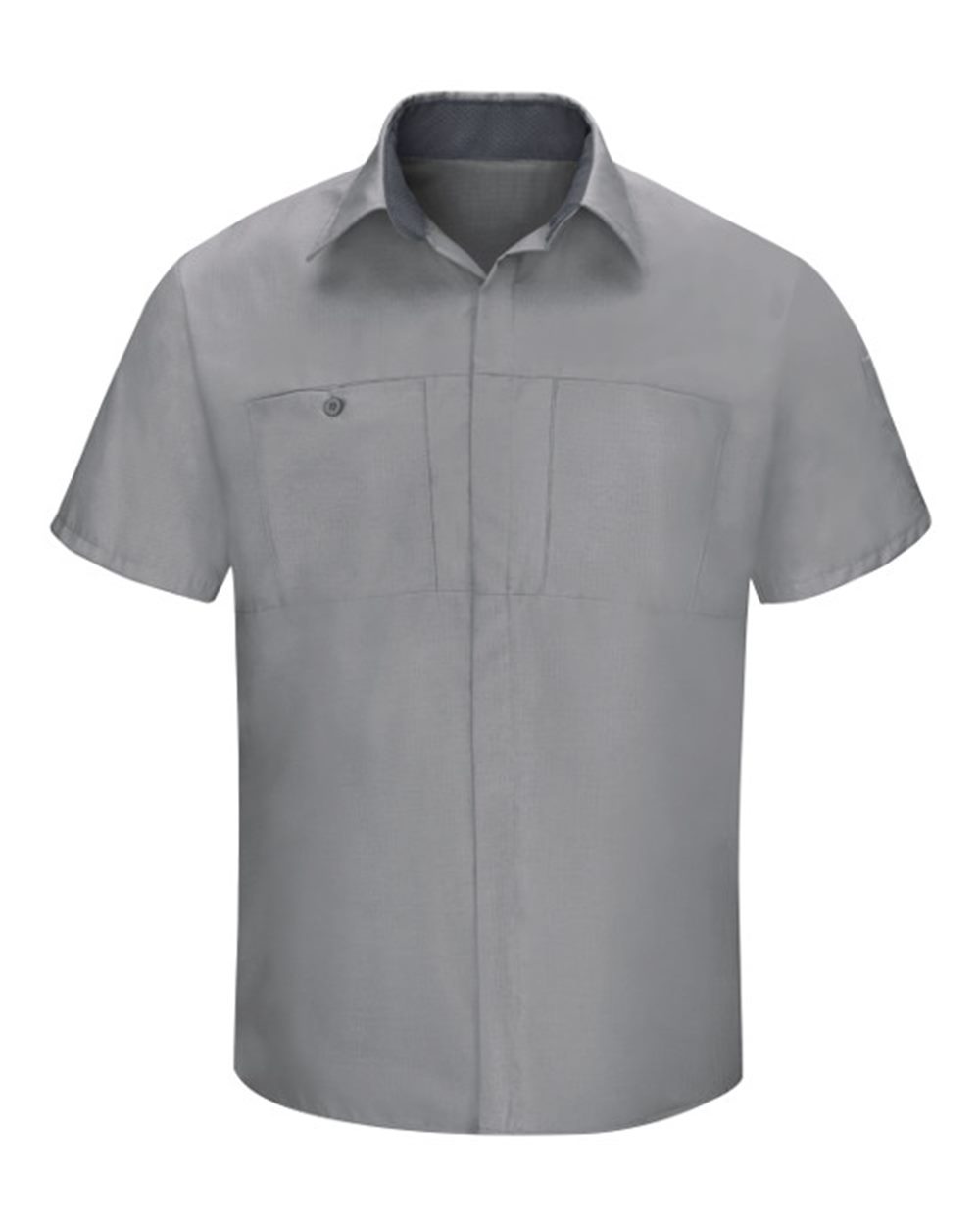 Front View of Light Grey/ Charcoal Performance Plus Short Sleeve Shirt with Oilblok Technology - Tall Sizes - SY42T
