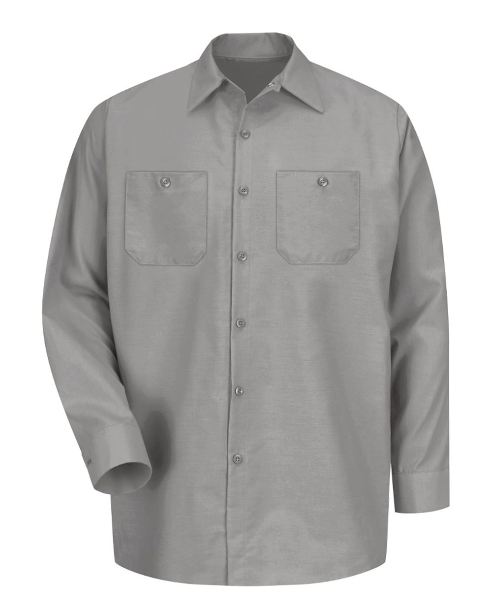 Front View of Light Grey Industrial Long Sleeve Work Shirt - SP14
