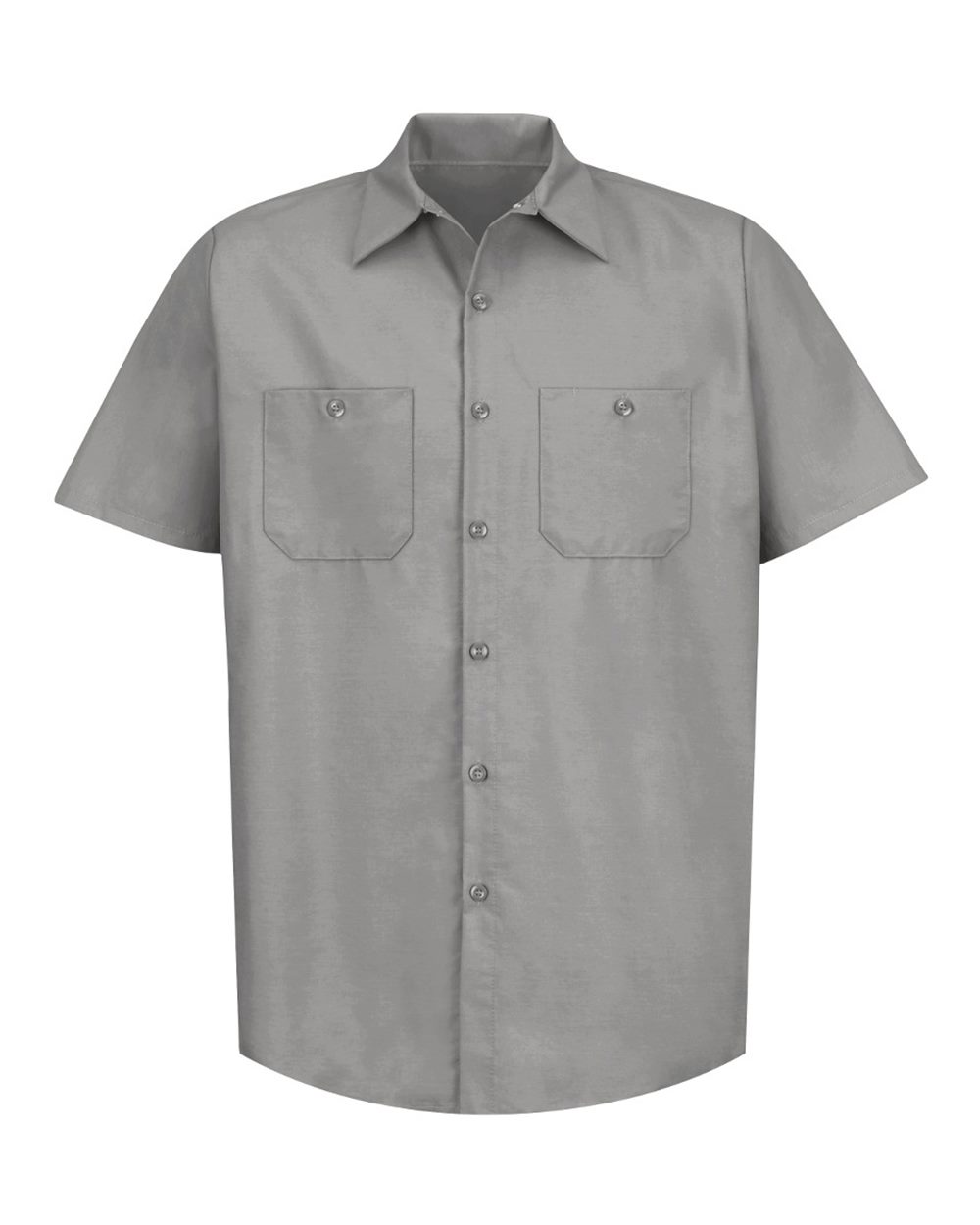 Front View of Light Grey Industrial Short Sleeve Work Shirt - SP24