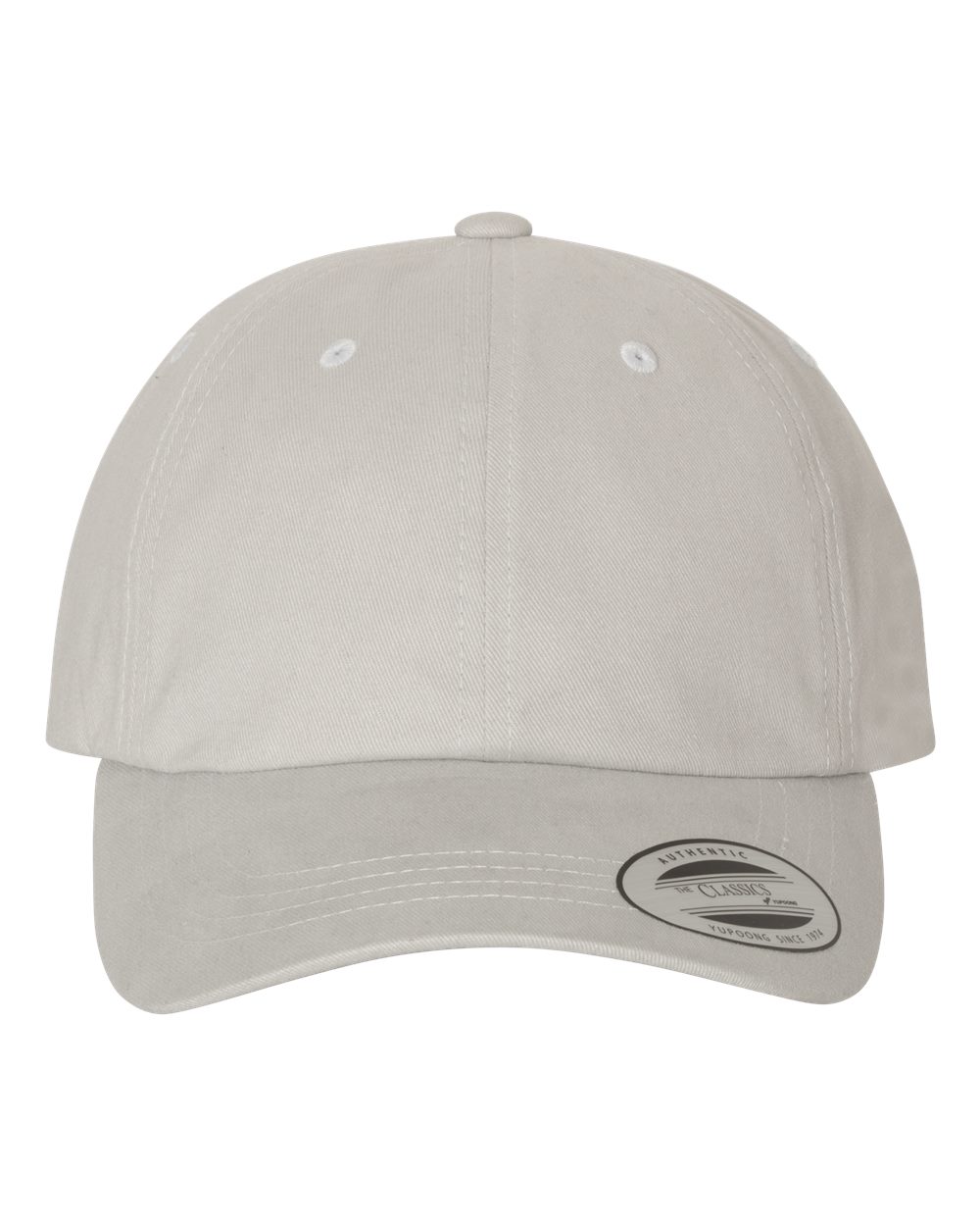 Front View of Light Grey Peached Cotton Twill Dad Hat - 6245PT