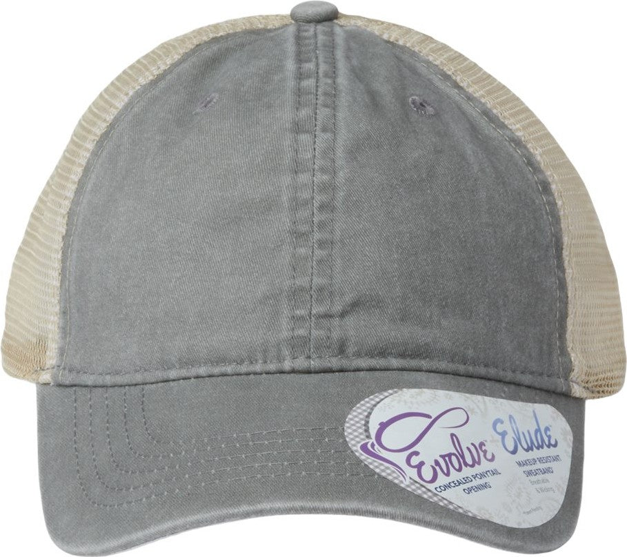 Light Grey/ Polka Dots Women's Washed Mesh-Back Cap - TESS