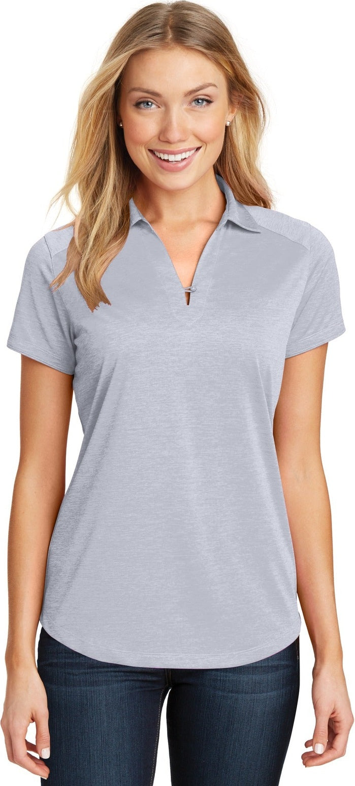 Front View of Light Grey Port Authority Women's Digi Heather Performance Polo. L574