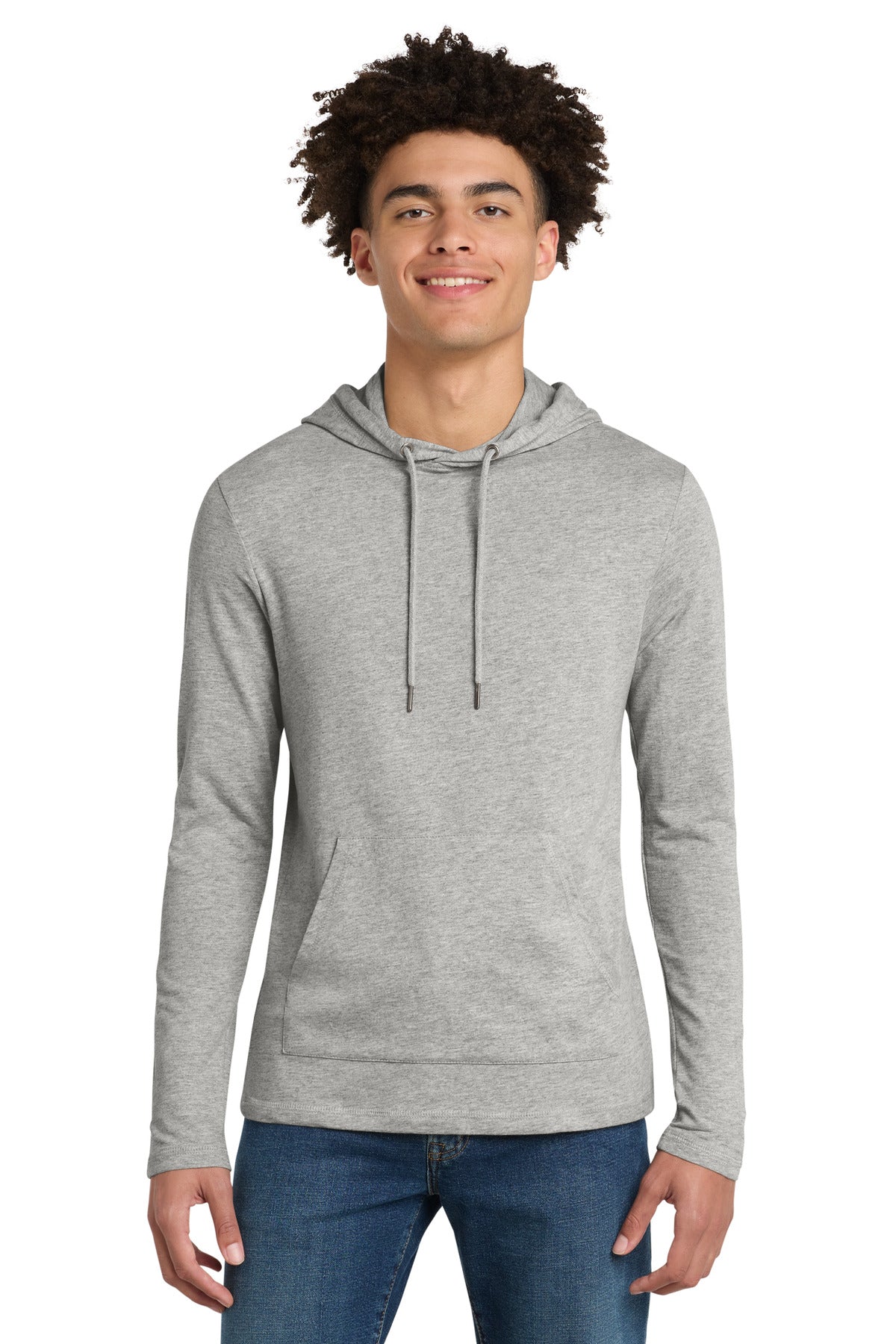 Front View of Light Hthr Gry District Featherweight French Terry Hoodie DT571