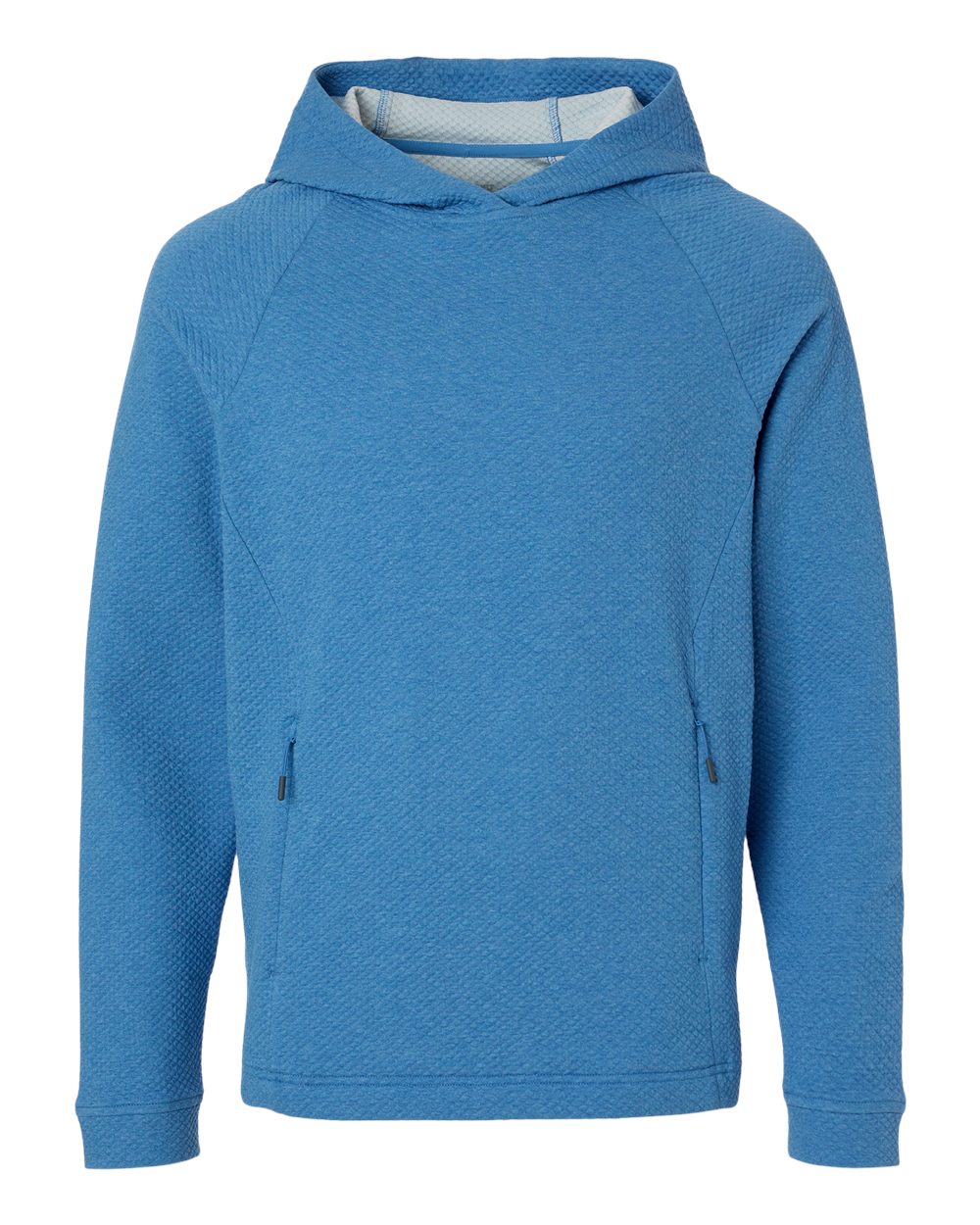 Front View of Light Nautical Blue Heather Men&#39;s Spirit Hooded Pullover - NE729