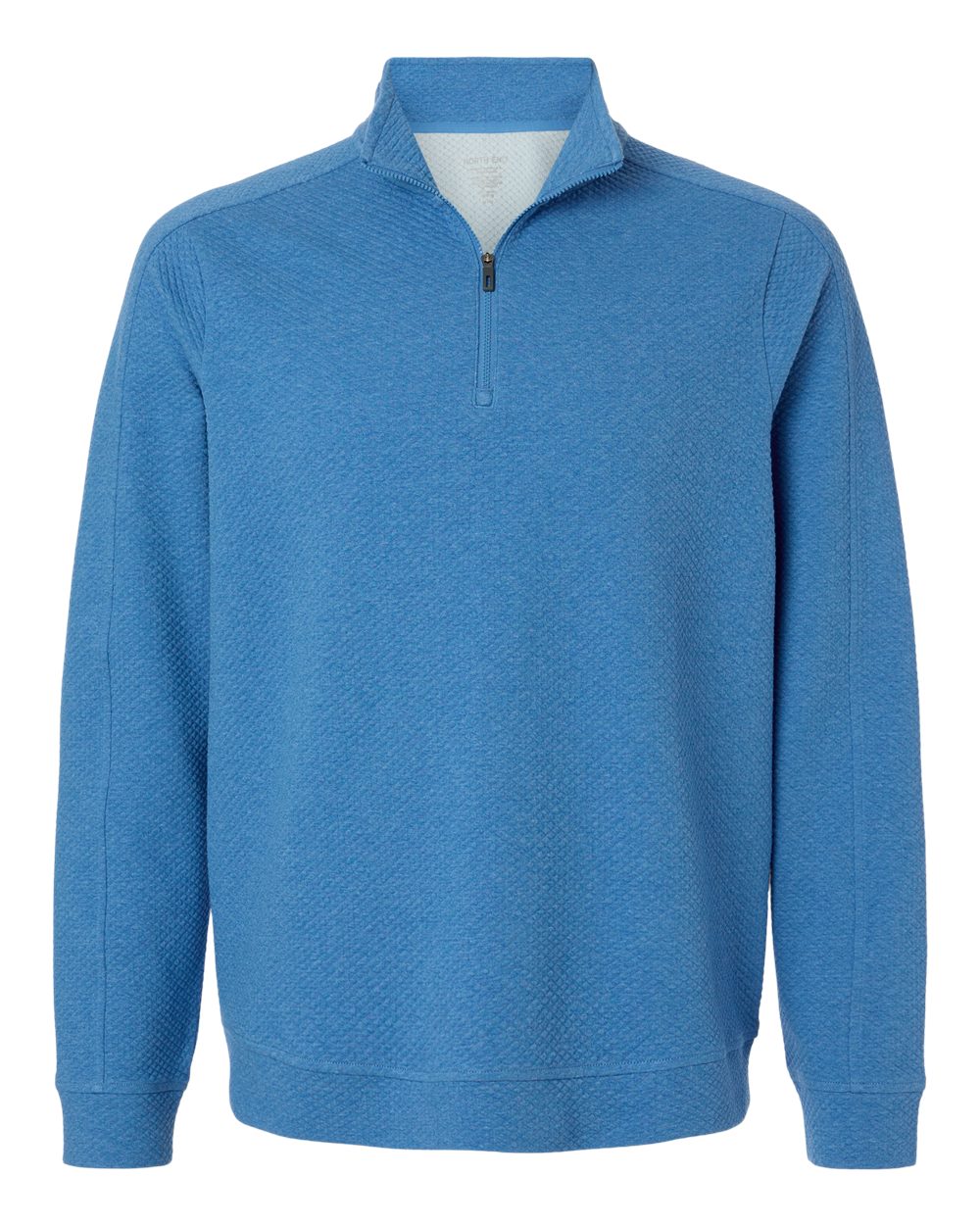 Front View of Light Nautical Blue Heather Men&#39;s Spirit Textured Quarter-Zip Pullover - NE725