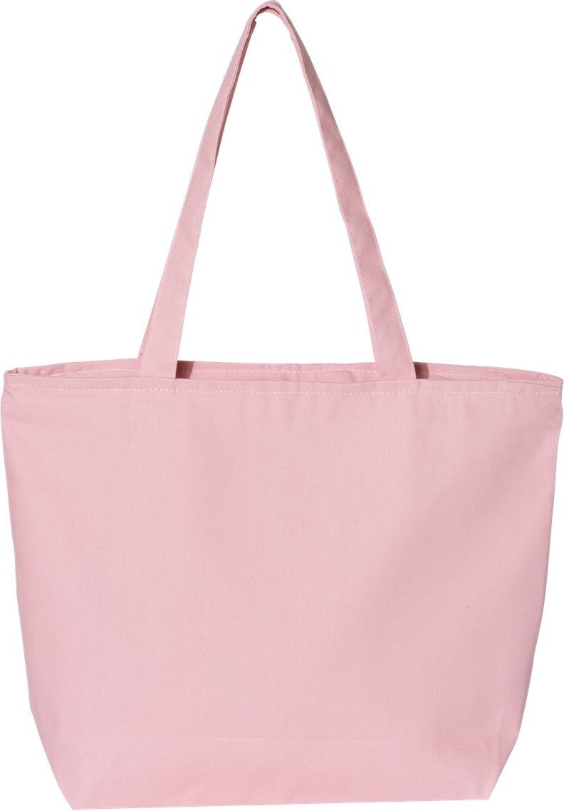 Front View of Light Pink 25L Zippered Tote - Q611