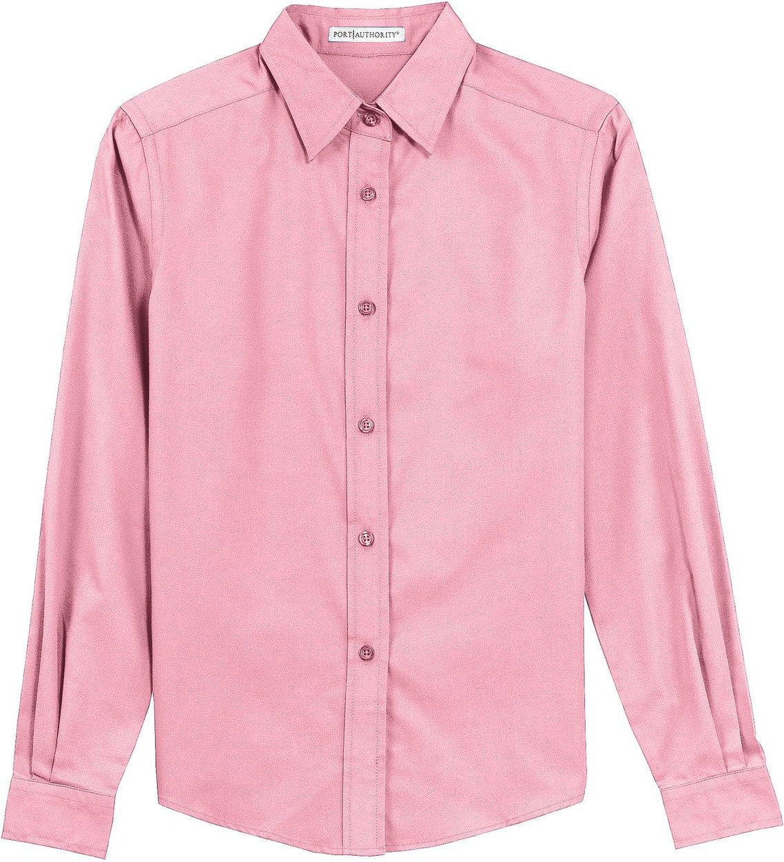 Front View of Light Pink Port Authority Women's Long Sleeve Easy Care Shirt. L608