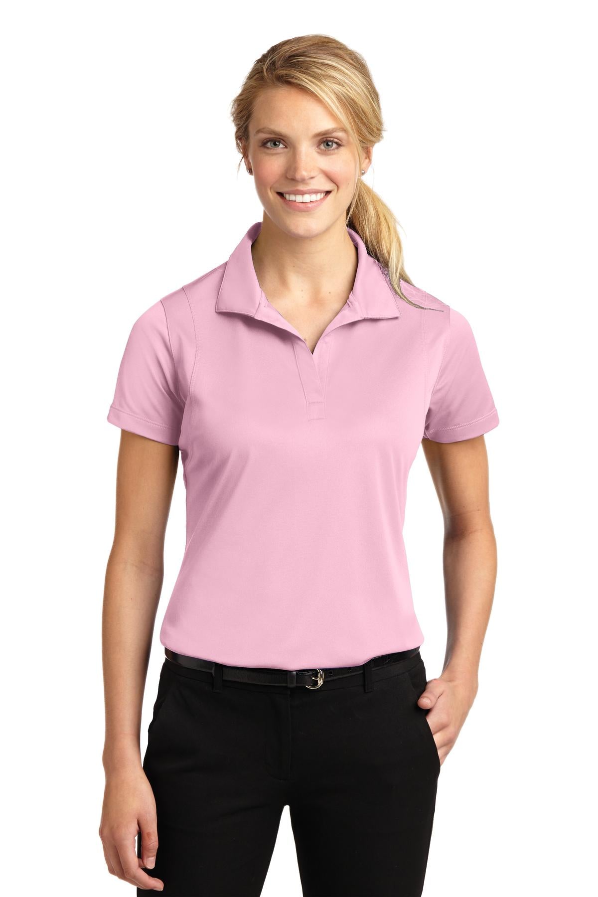 Front View of Light Pink Sport-Tek Women's Micropique Sport-Wick Polo. LST650