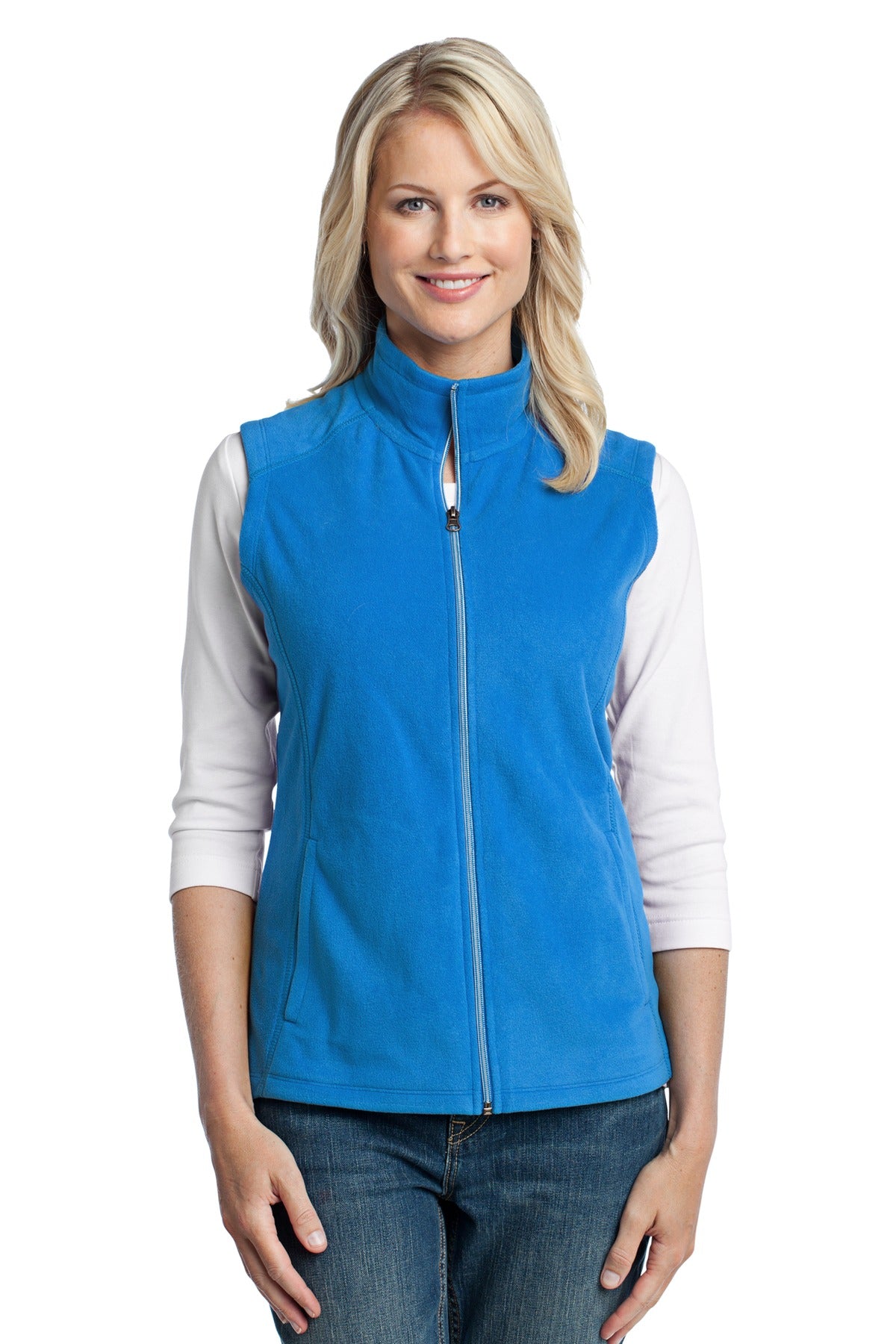 Front View of Light Royal Port Authority Women's Microfleece Vest. L226