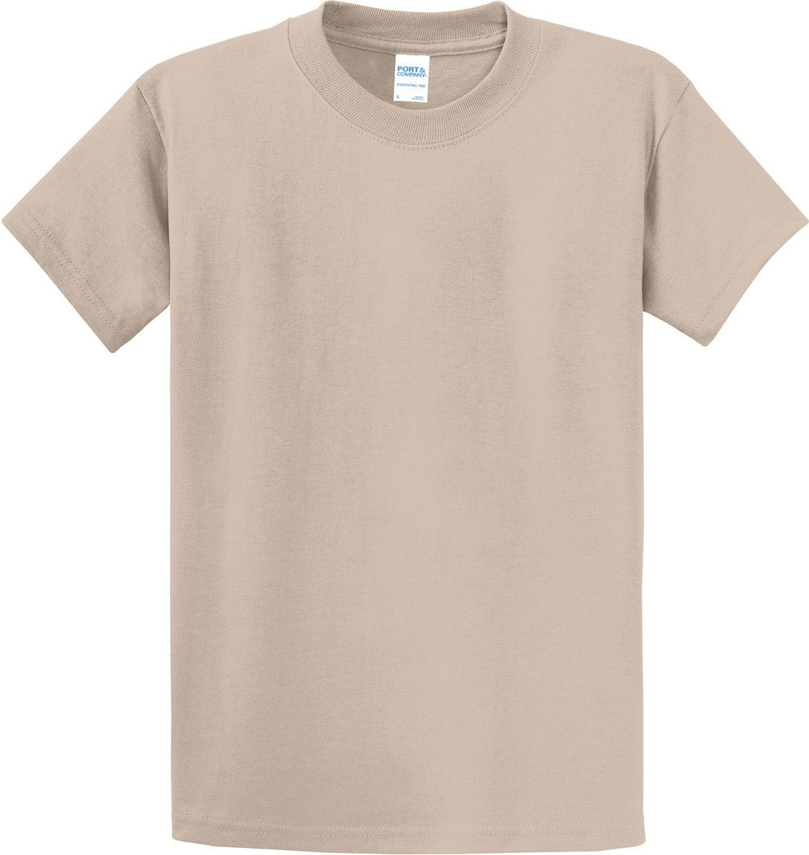 Front View of Light Sand Port & Co Essential Tee. PC61