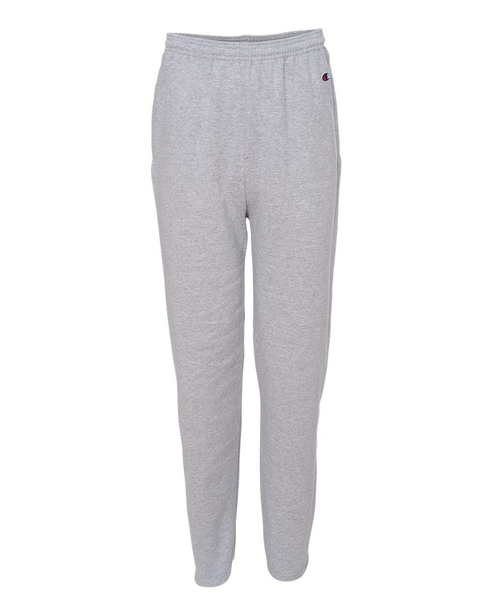 Front View of Light Steel Powerblend® Open-Bottom Sweatpants with Pockets - P800