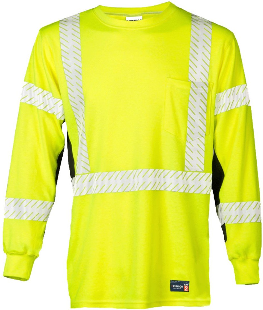 Front View of Lime FR Long Sleeve T-Shirt - F506
