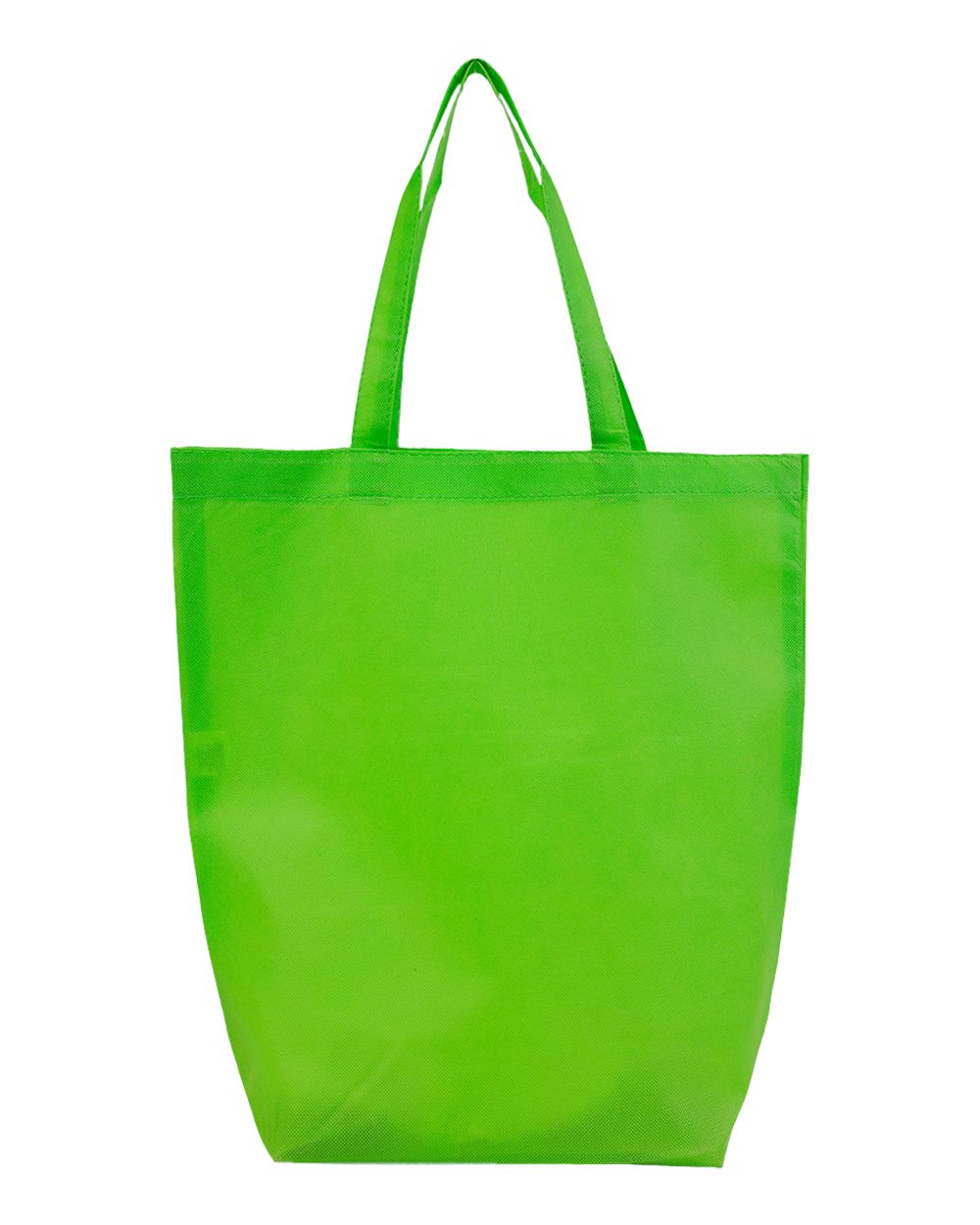 Front View of Lime Green Non-Woven Gusset Bottom Tote - Q1251