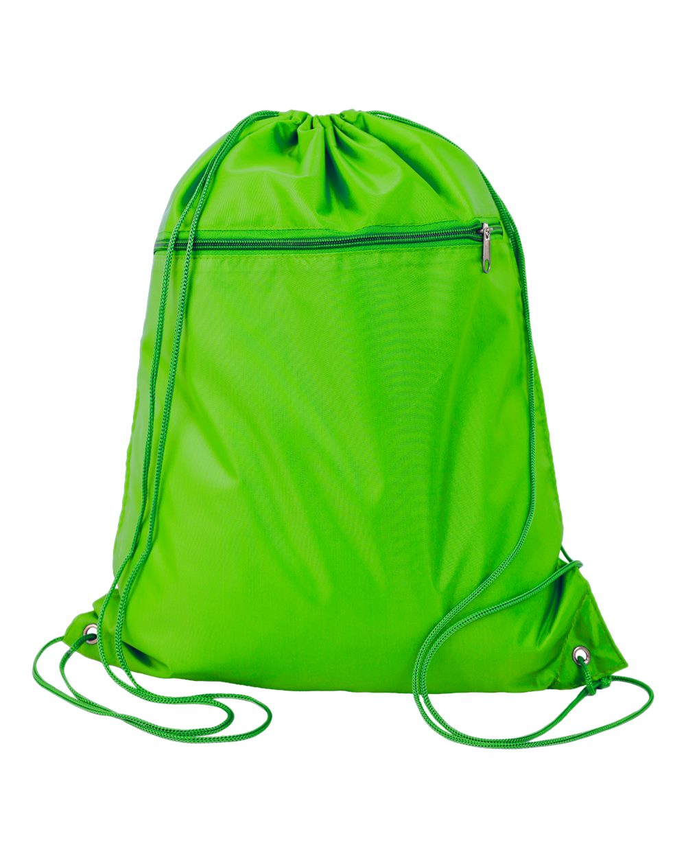 Front View of Lime Green Polyester Cinchpack - Q135200