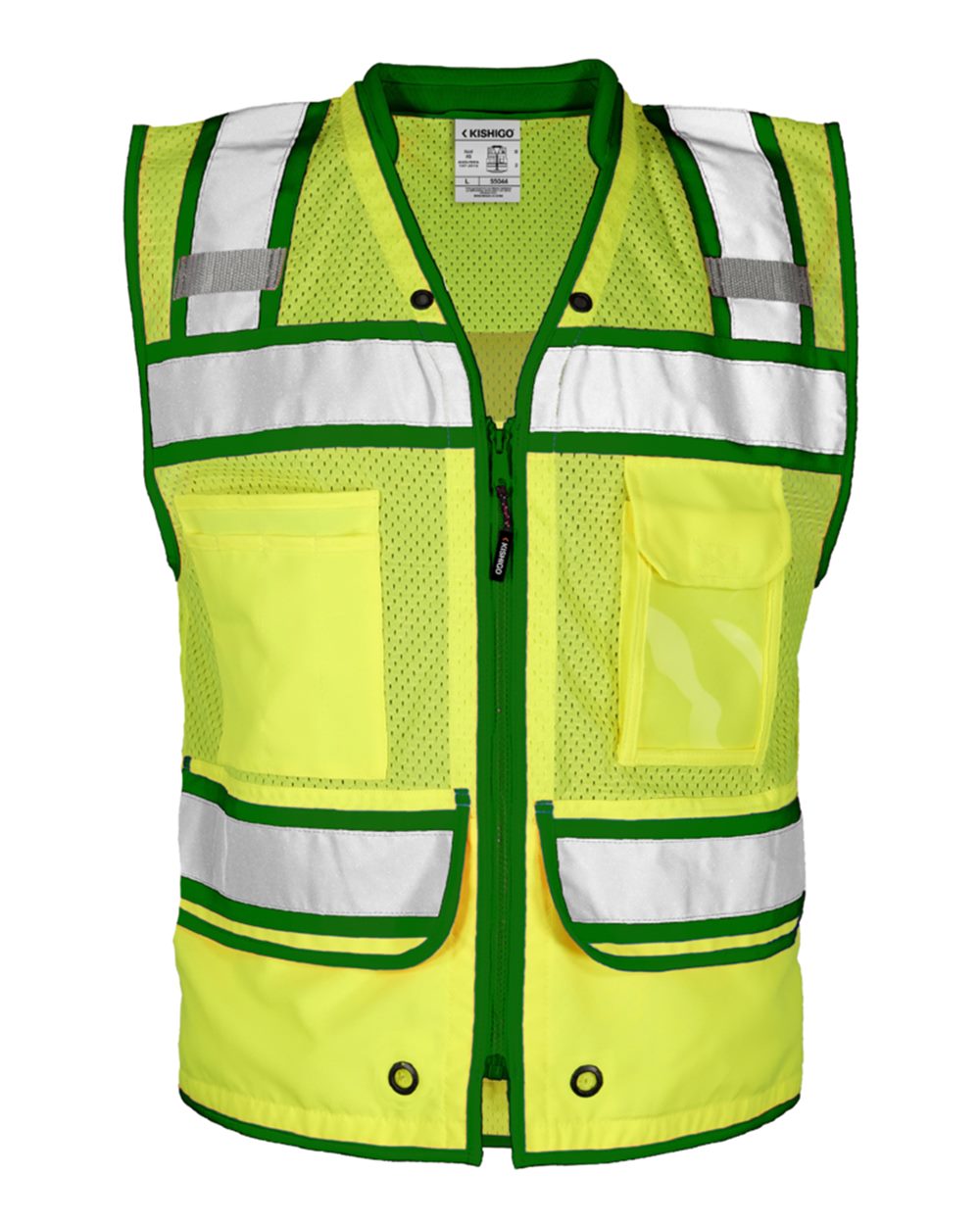Front View of Lime/ Green - S5044 Color Contrast High Performance Surveyors Vest - S5042-5046