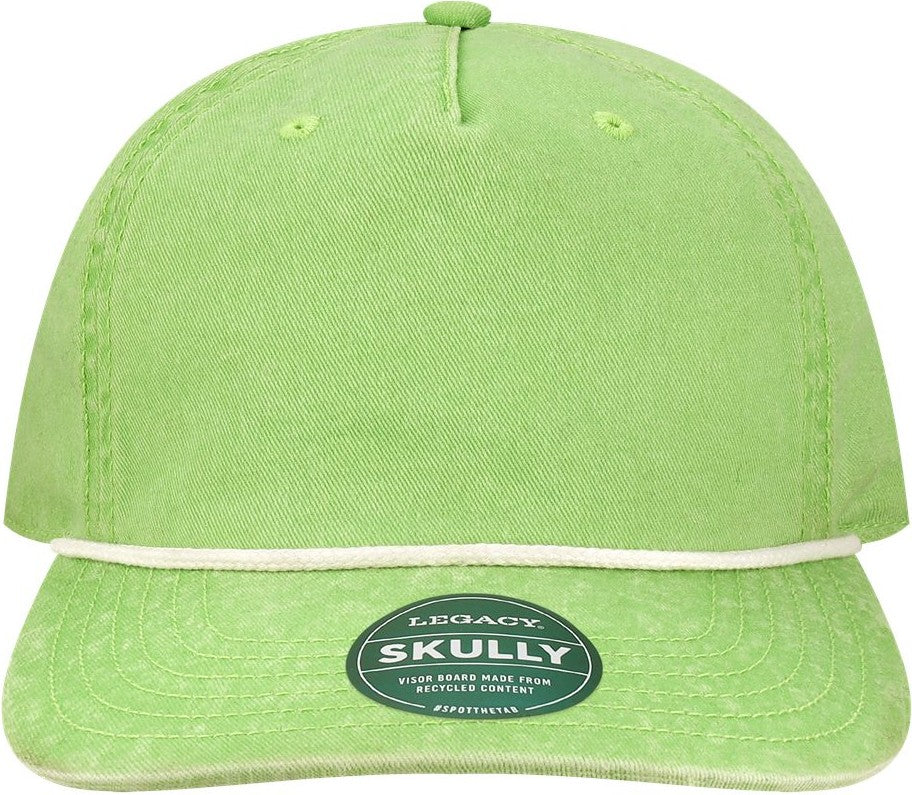 Front View of Lime Green Skully Cap - SKULLY