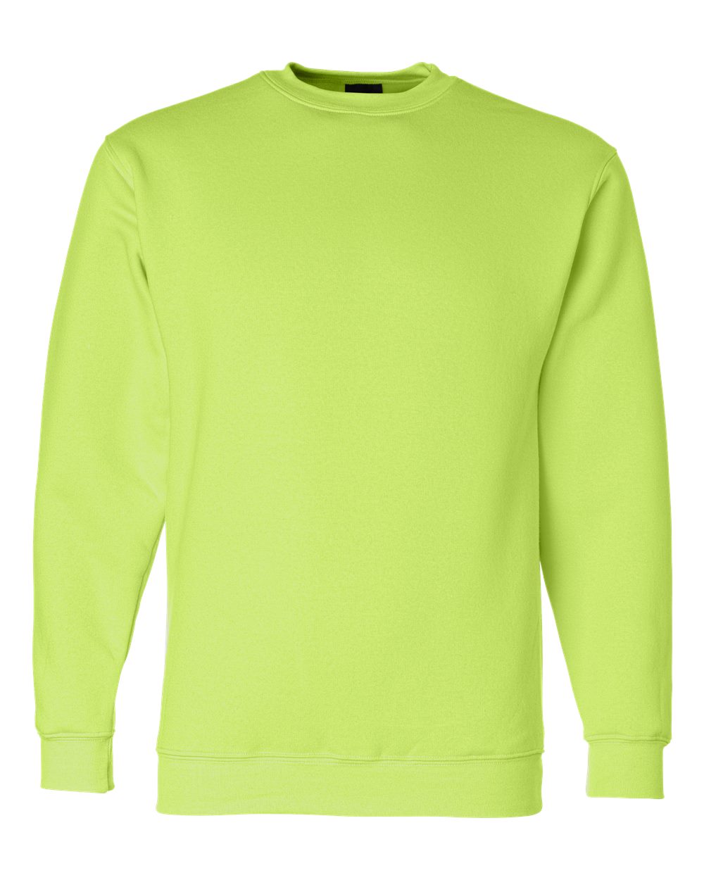 Front View of Lime Green USA-Made Crewneck Sweatshirt - 1102