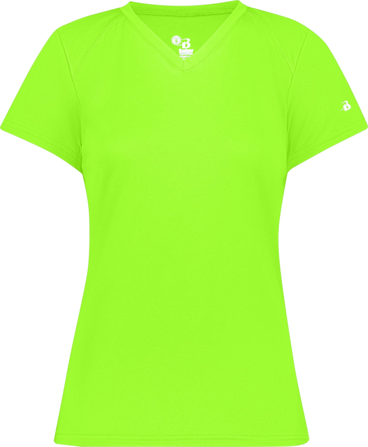 Front View of LIME LADIES B-CORE V-NECK TEE