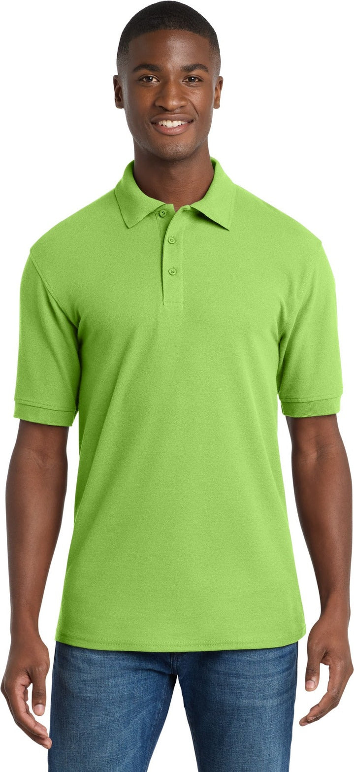 Front View of Lime Port & Co Core Blend Pique Polo. KP155