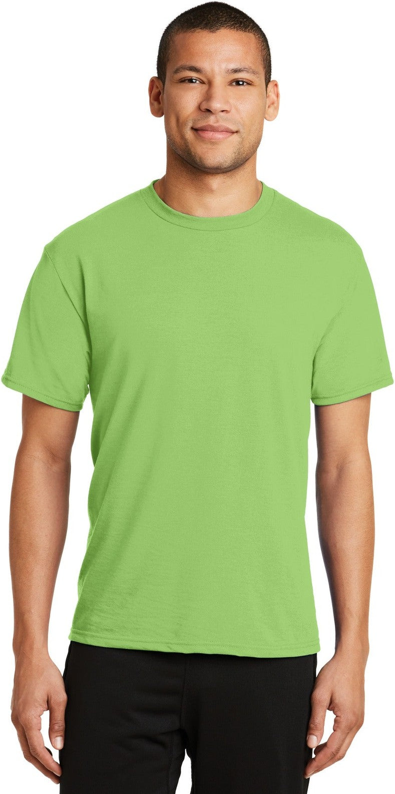 Front View of Lime Port & Co Performance Blend Tee. PC381