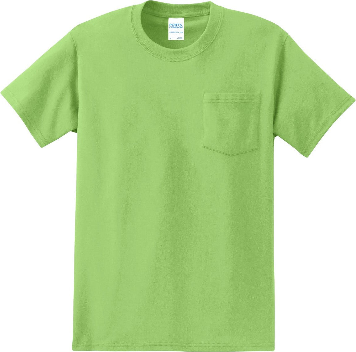 Front View of Lime Port & Co Tall Essential Pocket Tee. PC61PT