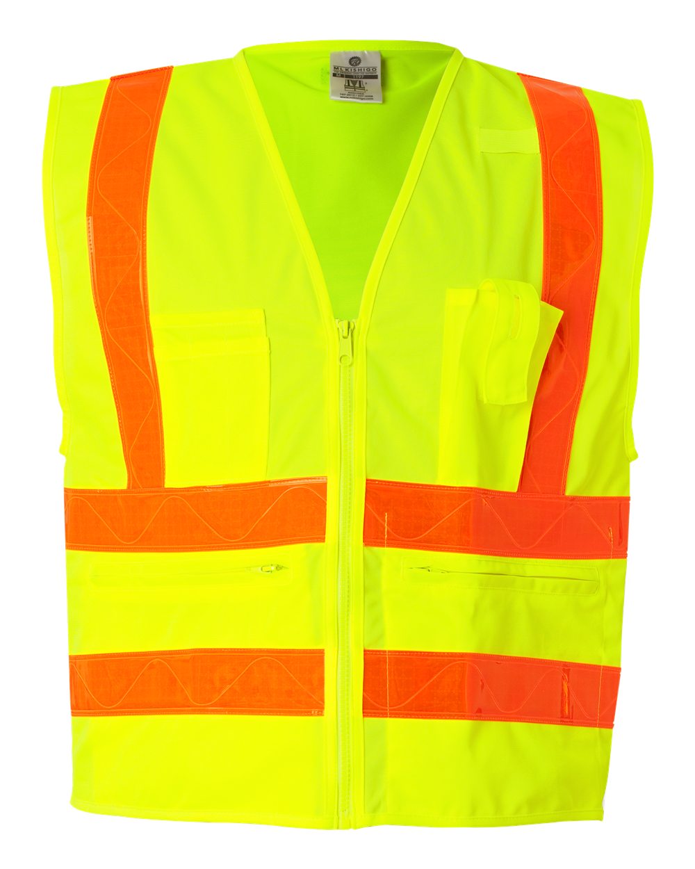 Front View of Lime Prismatic Hydrowick-Lite Multi Zipper Vest - 1197-1198