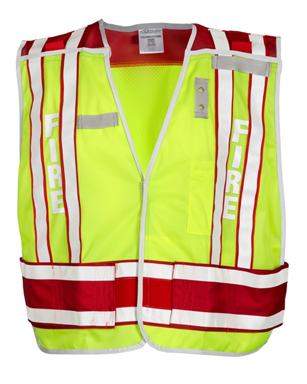 Front View of Lime/ Red Fire Vest - 4003BV