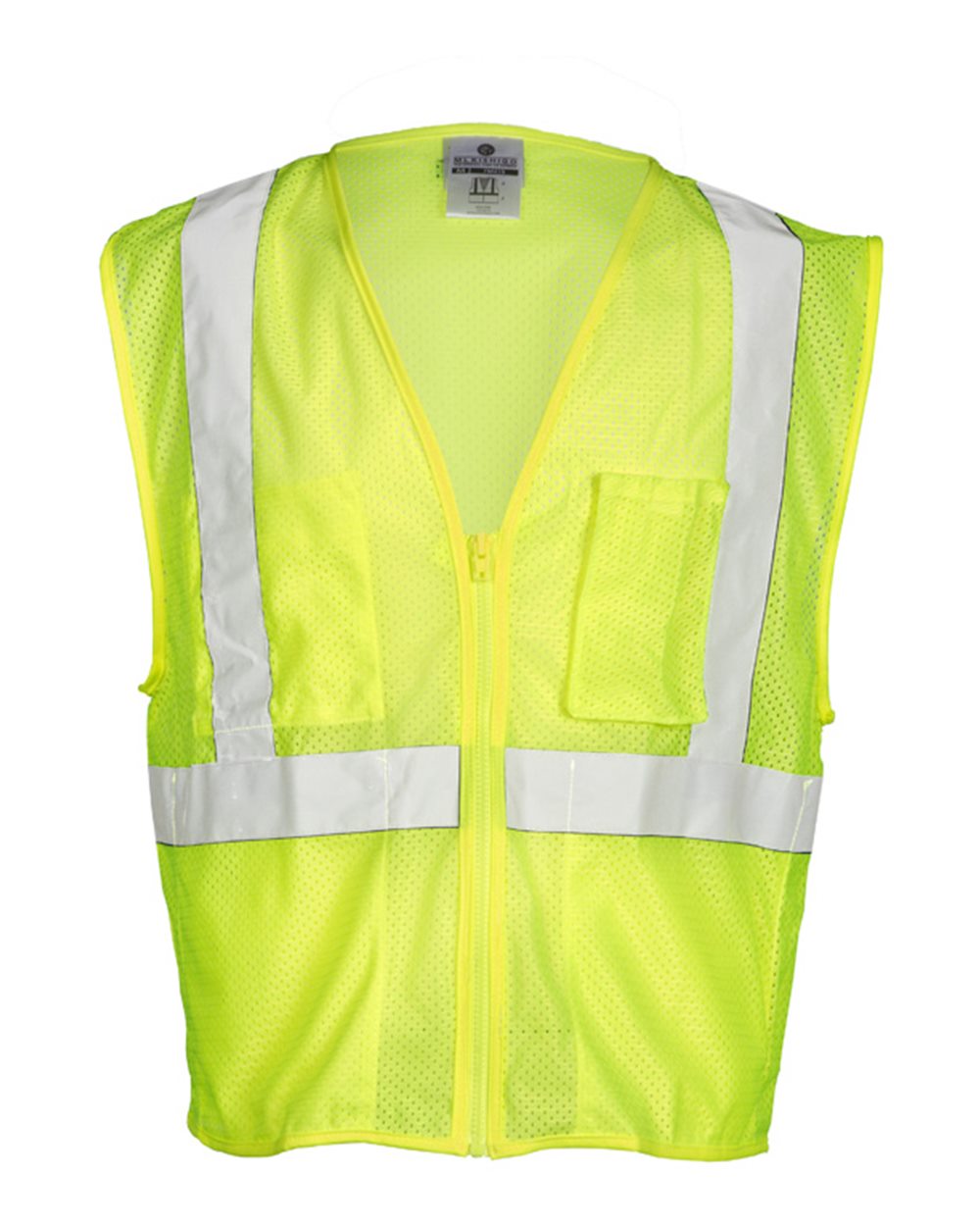 Front View of Lime Self Extinguishing Mesh Vest - FM419-420