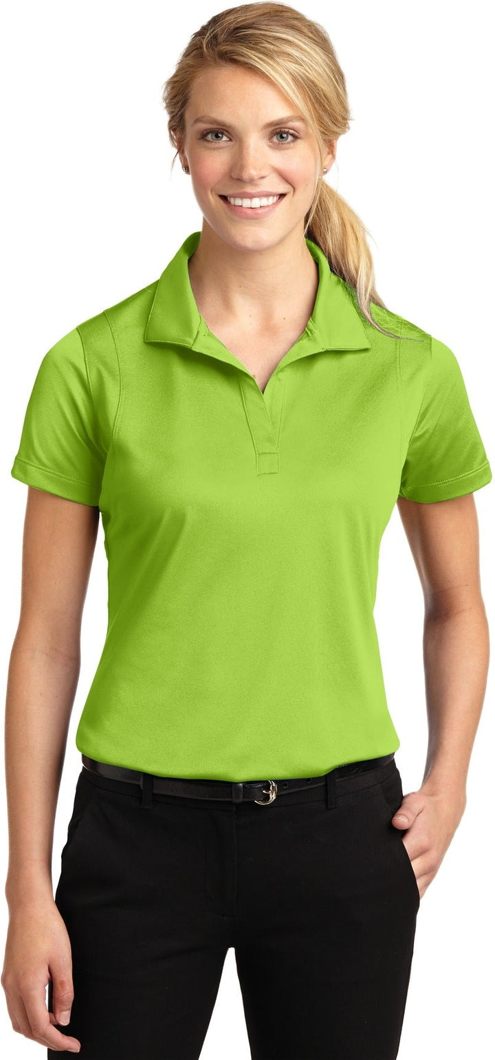 Front View of Lime Shock Sport-Tek Women's Micropique Sport-Wick Polo. LST650
