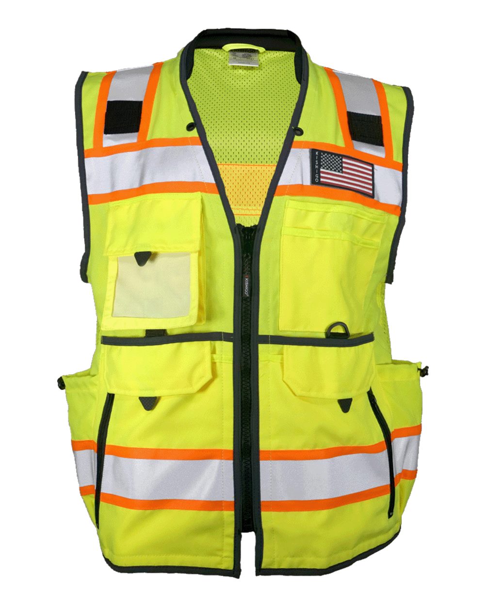 Front View of Lime Ultimate Construction Class 2 Vest - 1823