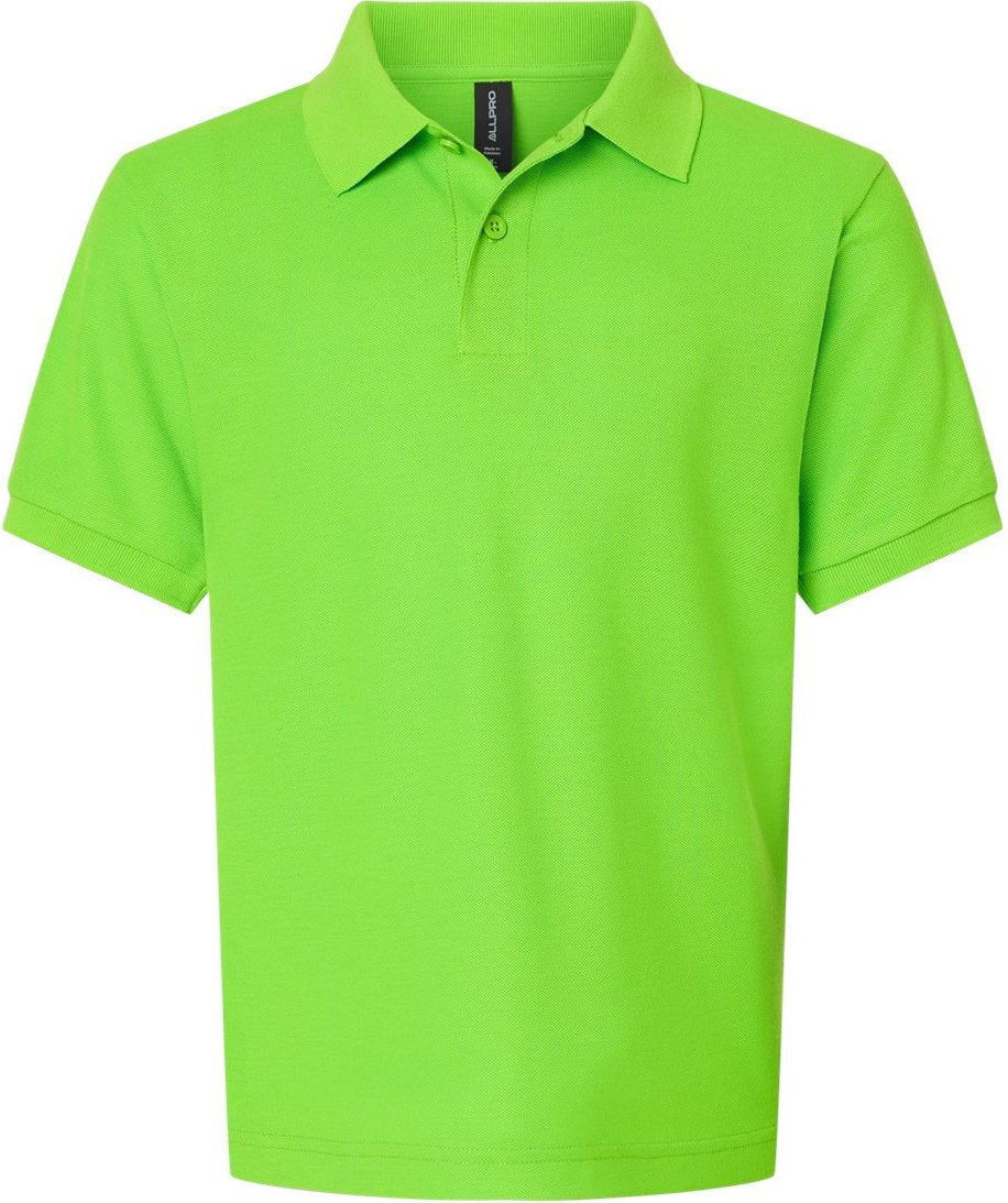 Front View of Lime Youth Pique Polo - 62800Y