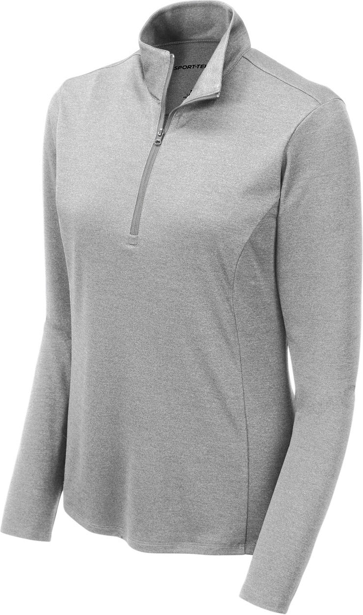 Front View of Lt Grey Hthr Sport-Tek Women's Endeavor 1/2-Zip Pullover. LST469