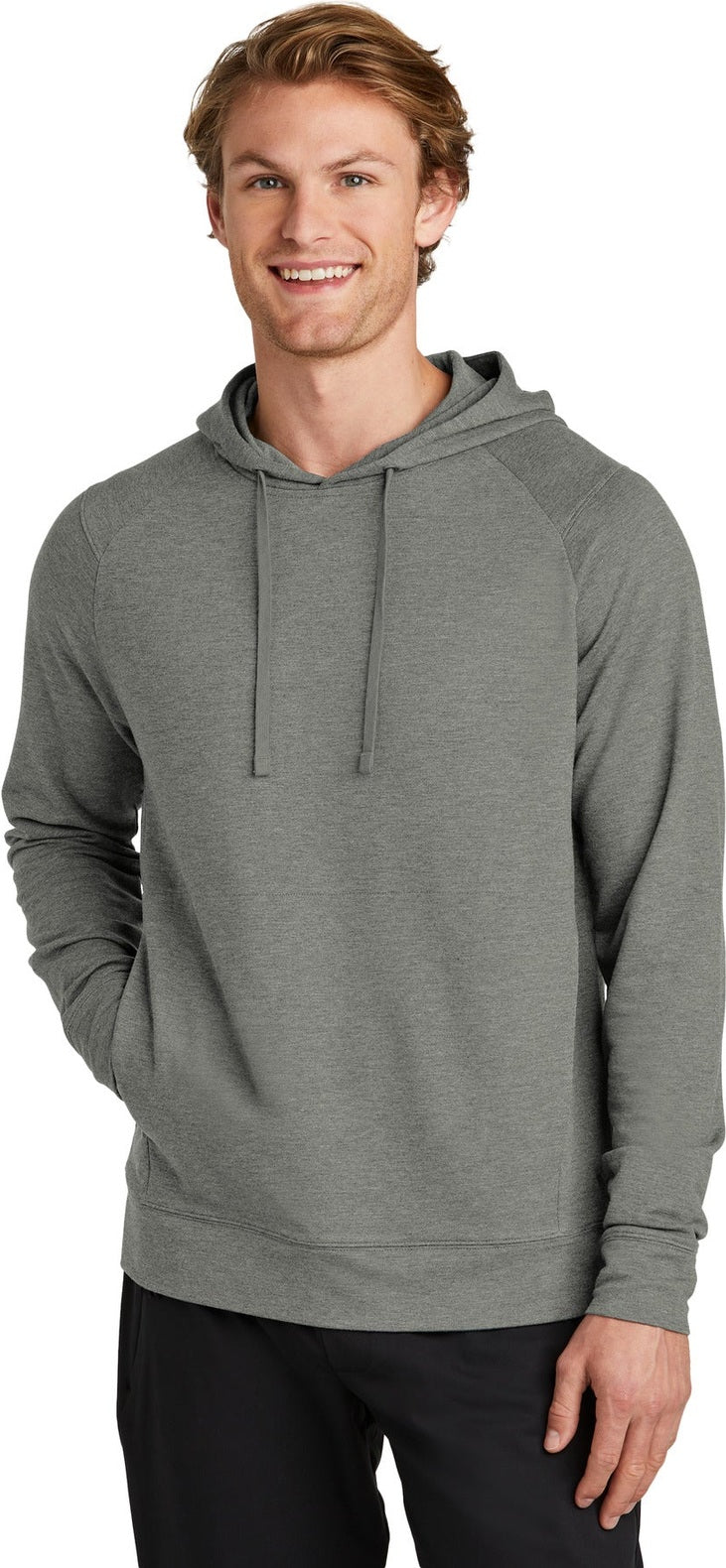 Front View of LtGreyHt Sport-Tek Sport-Wick Flex Fleece Pullover Hoodie ST562