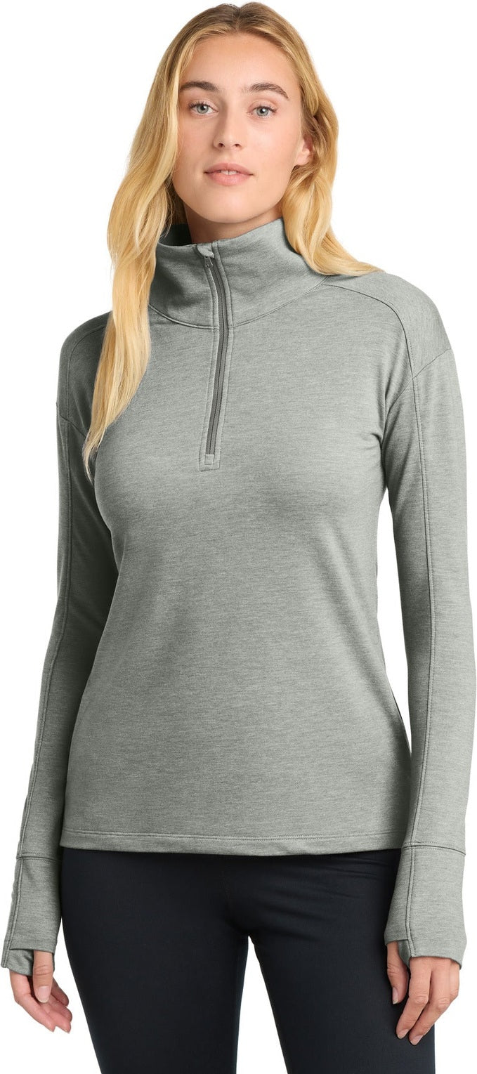 Front View of LtGreyHt Sport-Tek Women's Sport-Wick Flex Fleece 1/4-Zip. LST561