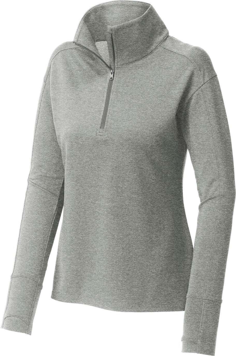 Front View of LtGreyHt Sport-Tek Women's Sport-Wick Flex Fleece 1/4-Zip. LST561