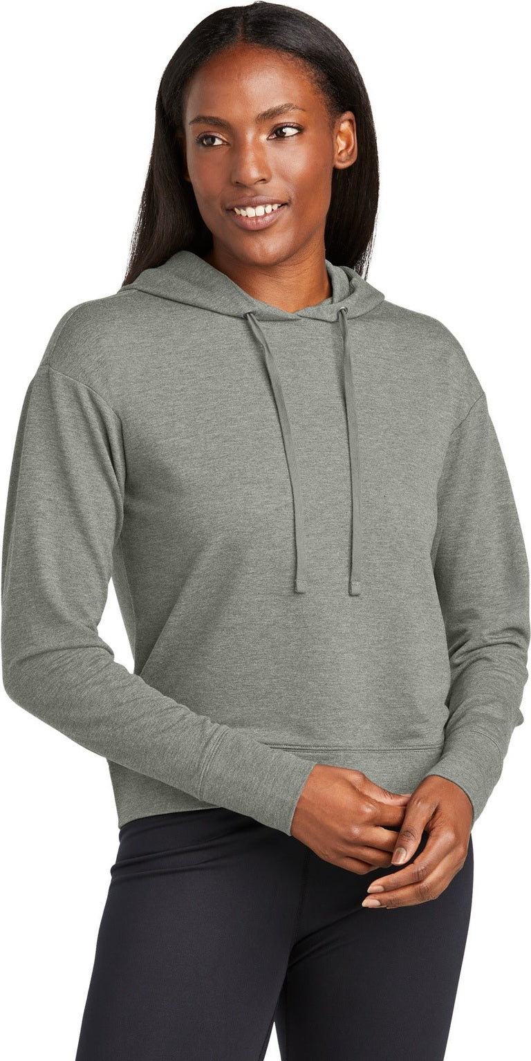 Front View of LtGreyHt Sport-Tek Women's Sport-Wick Flex Fleece Pullover Hoodie LST562