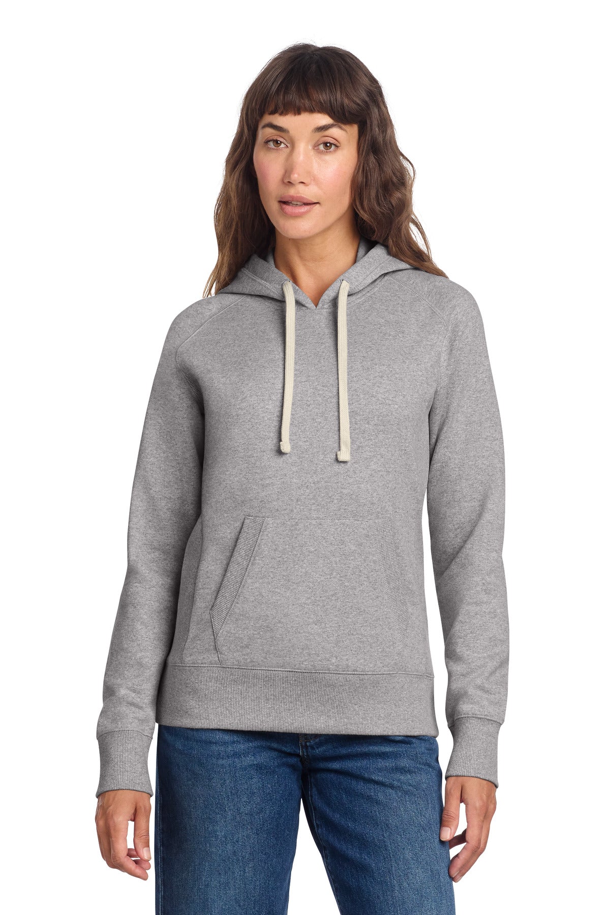 Front View of LtHtGry District Women's Re-Fleece Hoodie DT8101