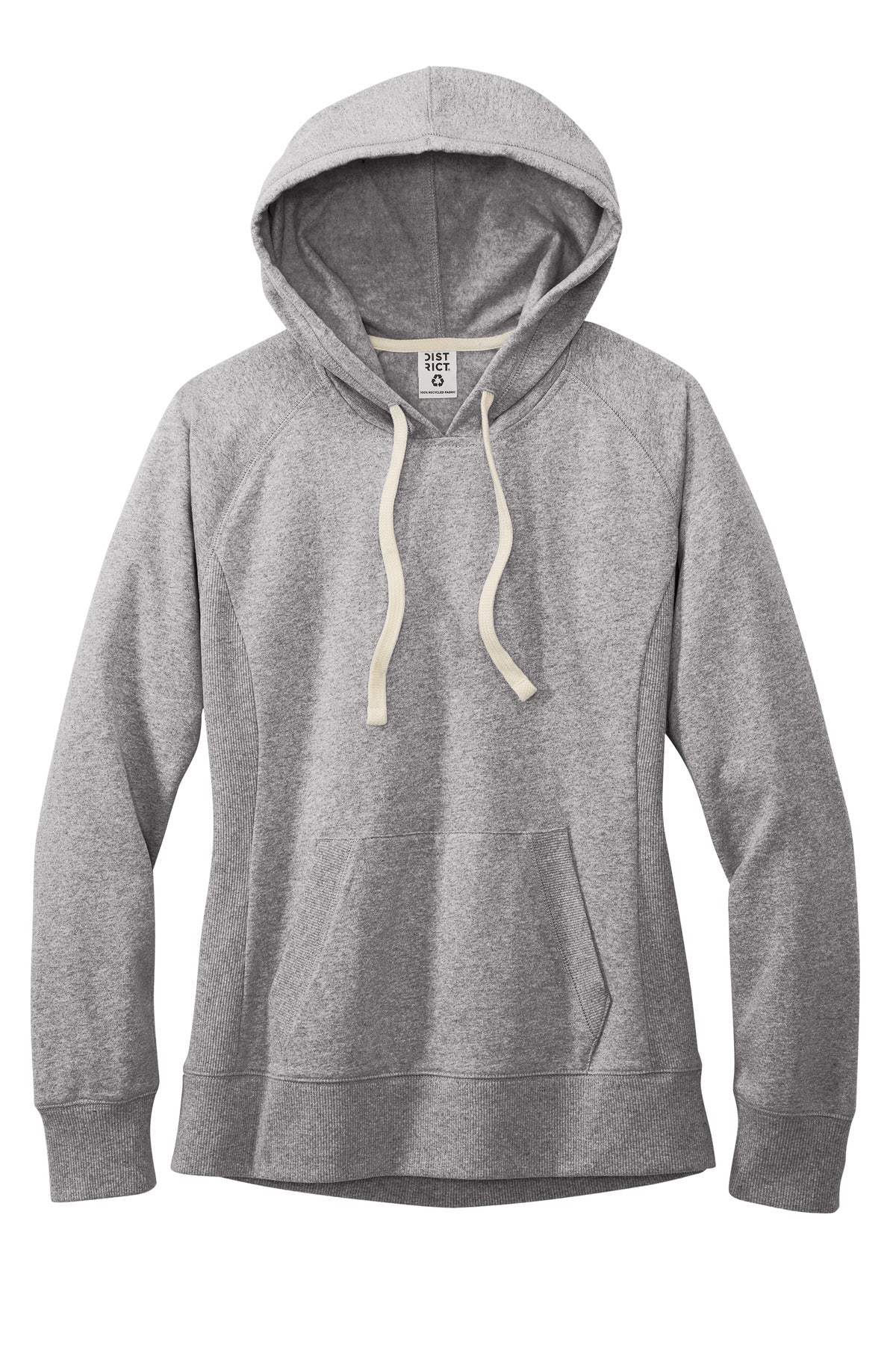 Front View of LtHtGry District Women's Re-Fleece Hoodie DT8101