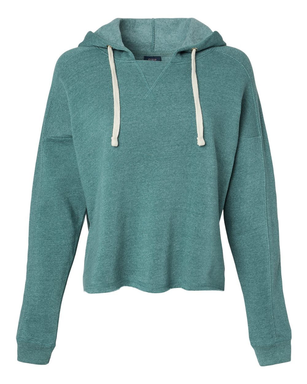 Front View of Mallard Green Women's Angel Fleece Crop Hooded Sweatshirt - W23101