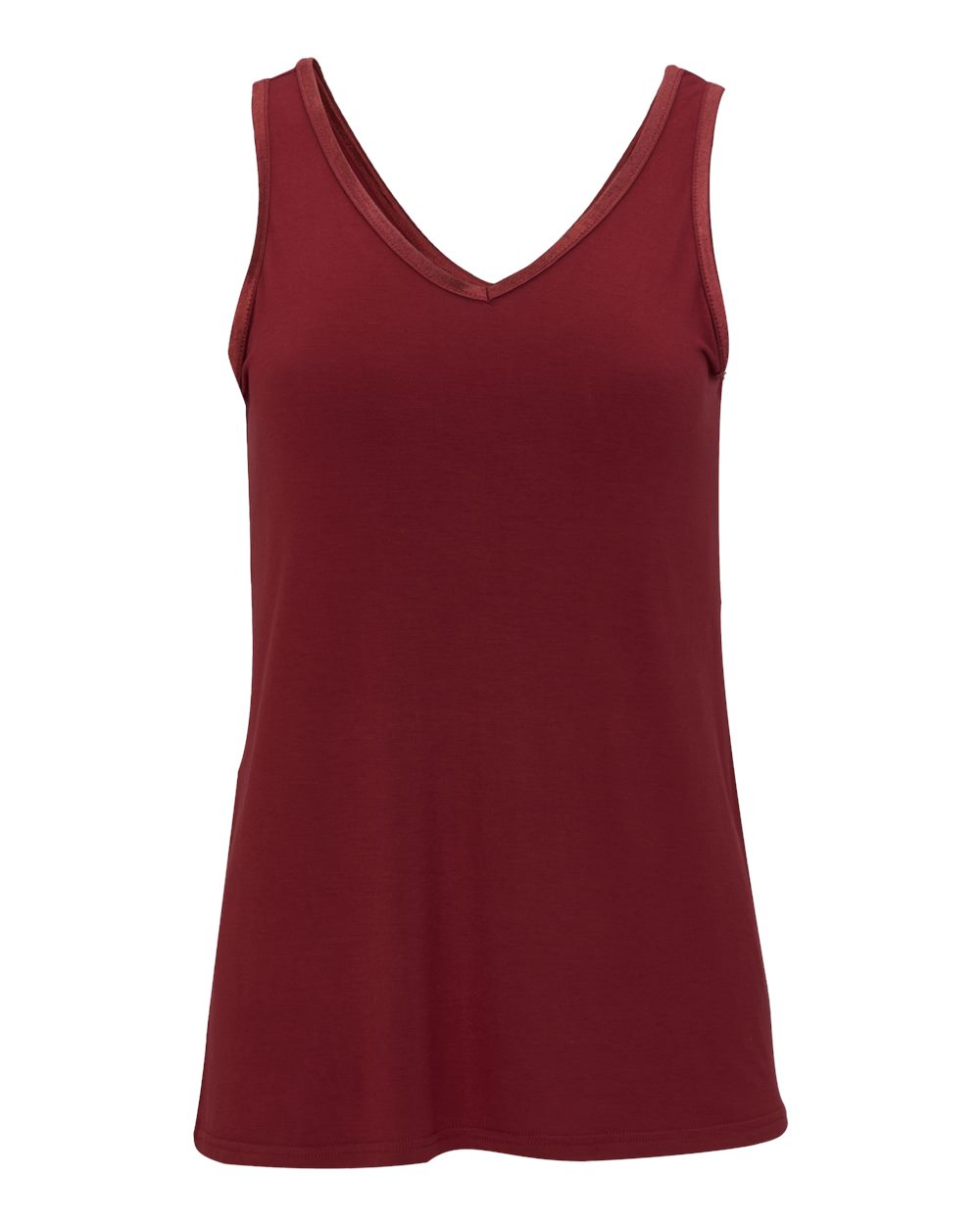 Front View of Mantra Red Women&#39;s Bamboo V-Neck Tank Top - BW2504