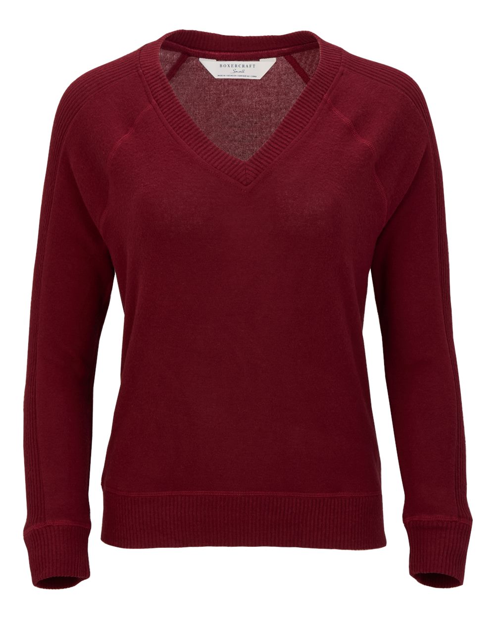 Front View of Mantra Red Women's Cuddle V-Neck Pullover - BW1201