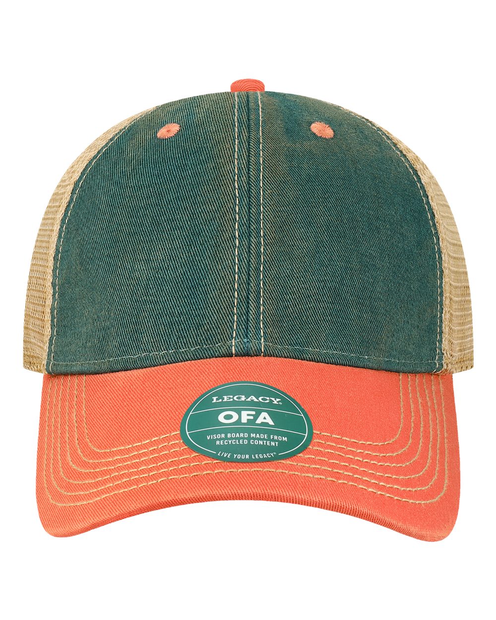 Front View of Marine Blue/ Coral Old Favorite Trucker Cap - OFA