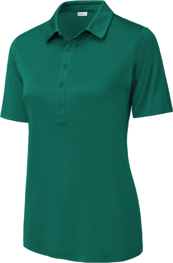 Front View of Marine Green Sport-Tek Women's Posi-UV Pro Polo. LST520