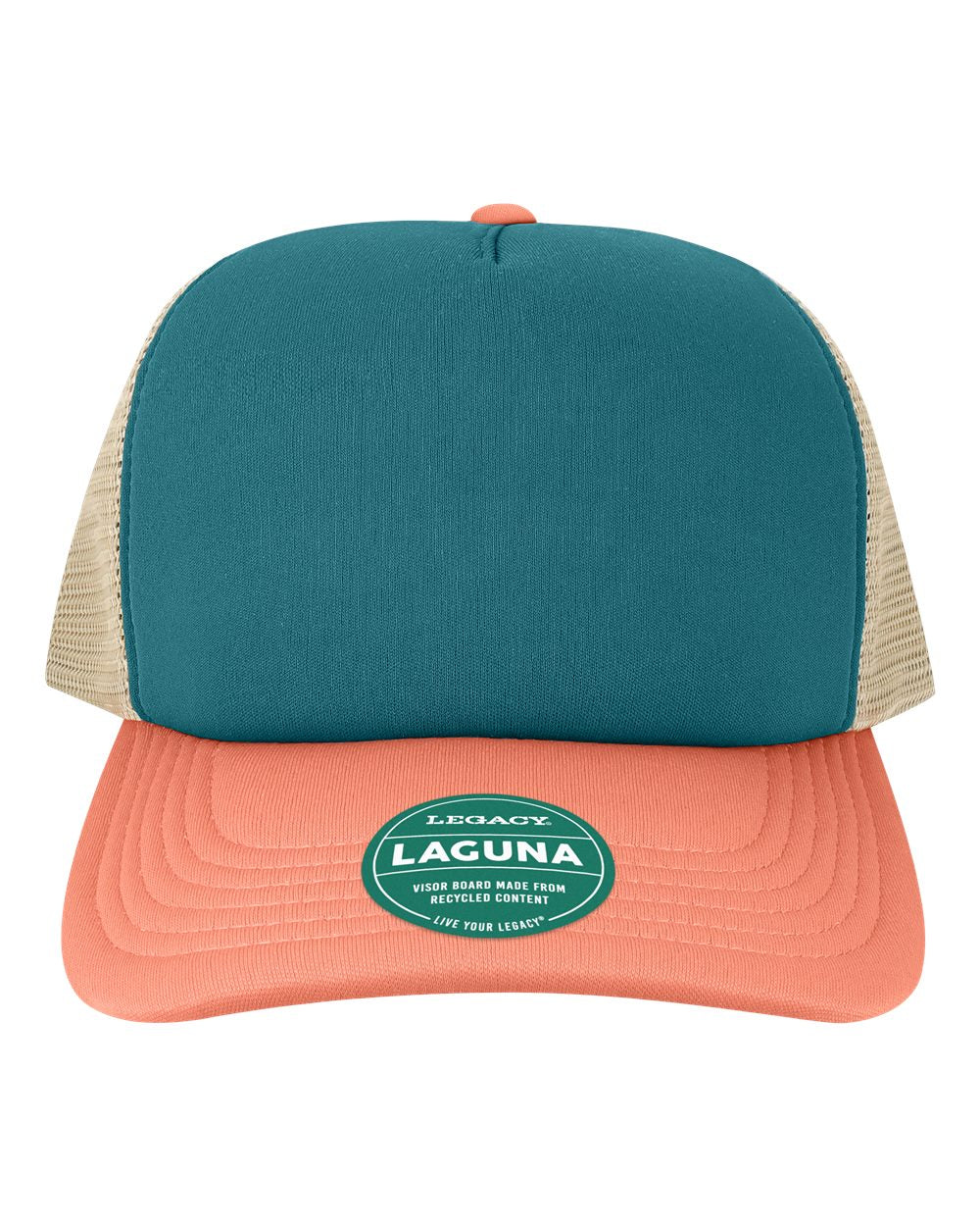 Front View of Marine/ Salmon/ Khaki Laguna Cap - LTA