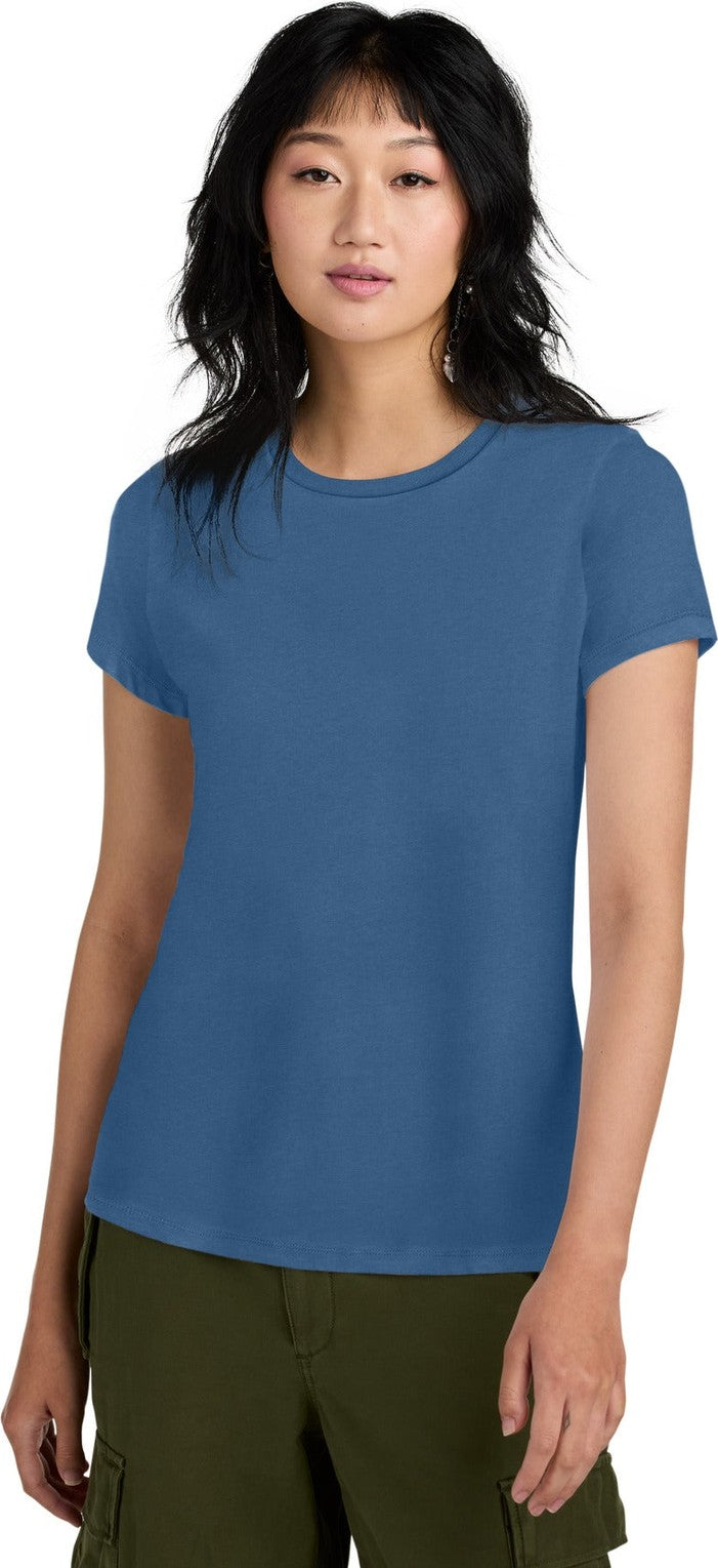 Front View of Maritime Blue District Women's Perfect Weight Tee. DM104L