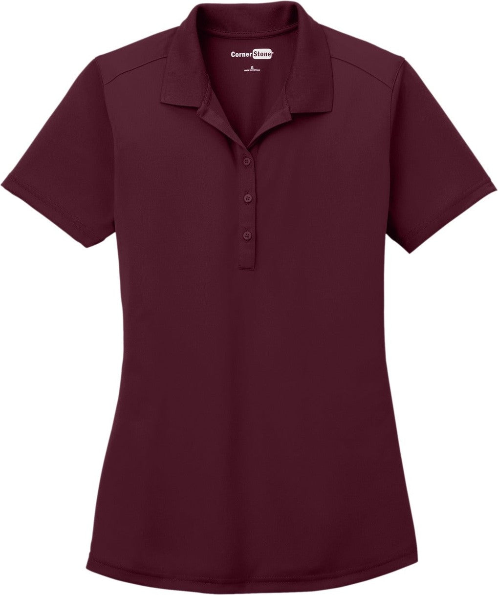 Front View of Maroon CornerStone Women's Select Lightweight Snag-Proof Polo. CS419