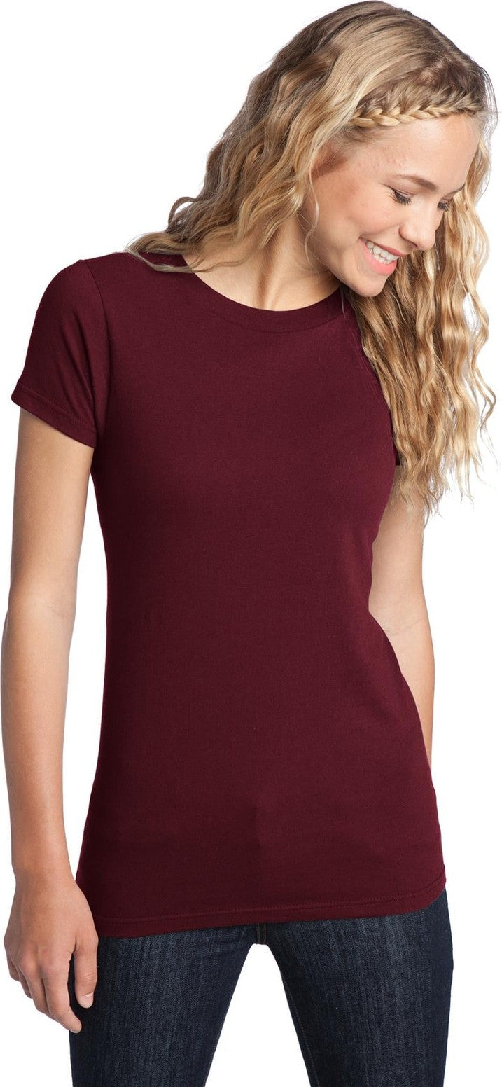 Front View of Maroon District Women's Fitted The Concert Tee DT5001
